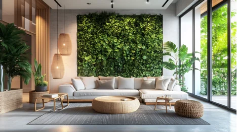A living room with a plant wall and a couch

AI-generated content may be incorrect.